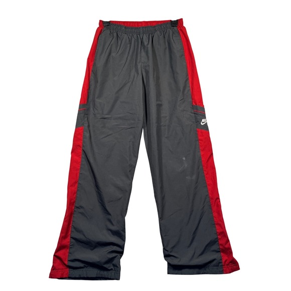 Y2K Nike Silver‎ Tag Lined Track Pants Athletic Warm Up Gray Red Youth XL - Picture 1 of 8